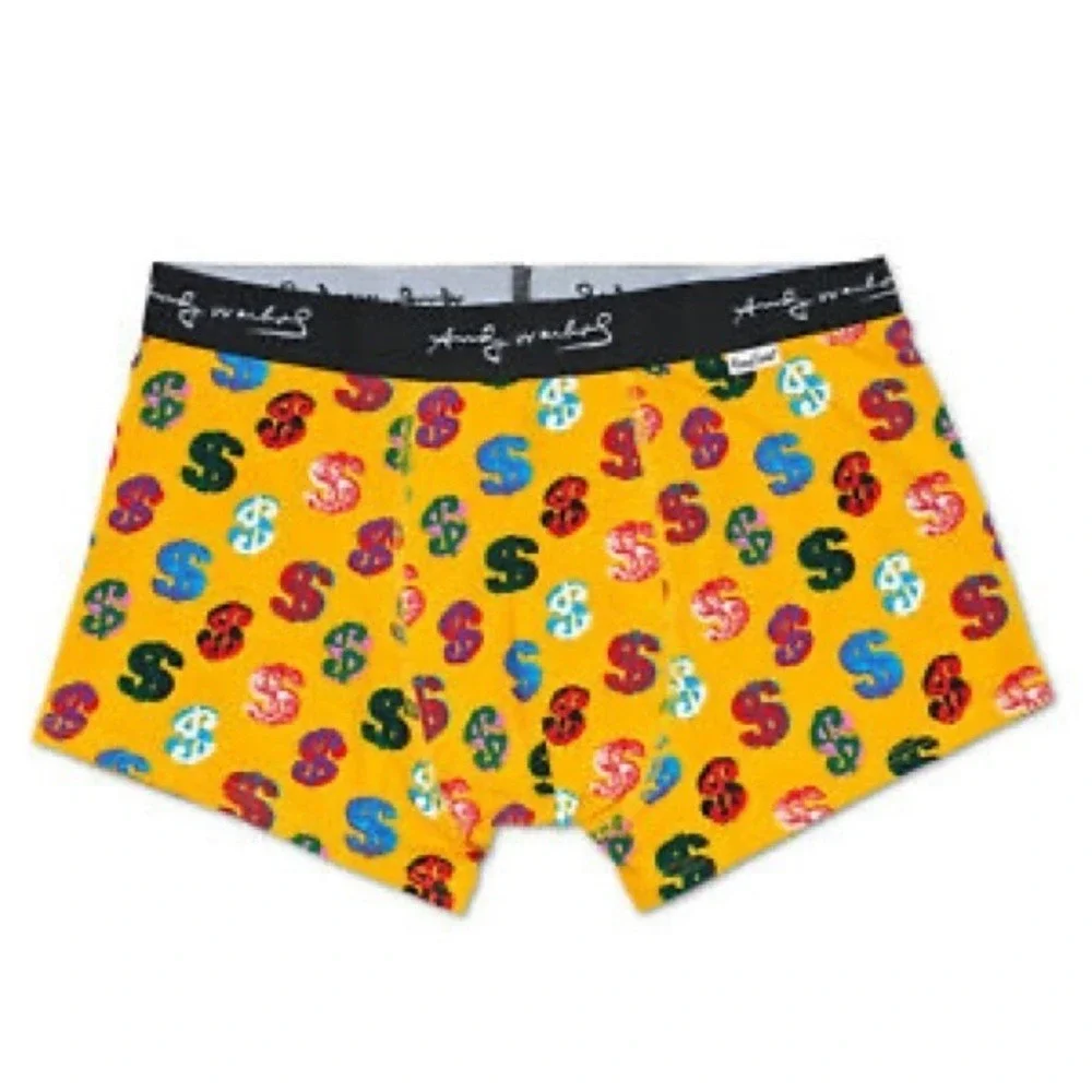 Andy Warhol Men's Dollar Trunks Boxer Briefs Money Happy Socks Size XL
